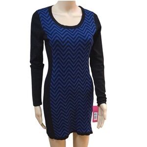 Xhilaration Women's Long Sleeve Ribbed Knit Dress Chevron Size Medium